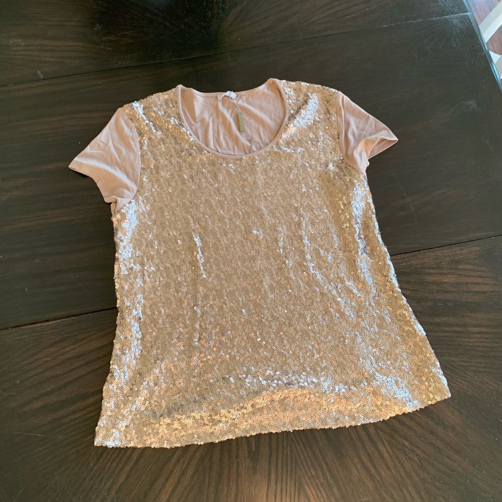 Planet | Beige Sequin Top